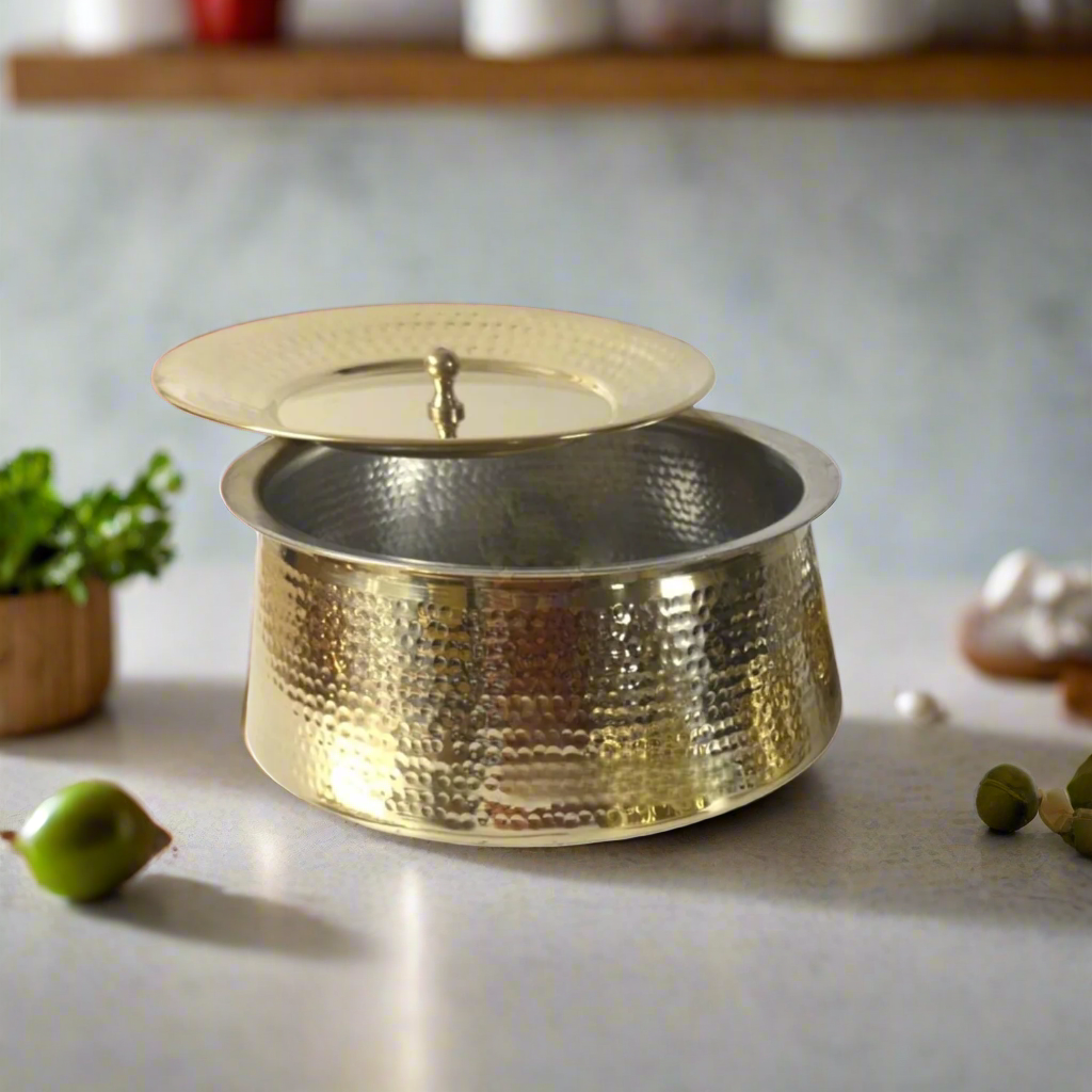 Pure Brass Biryani Handi With Lid / Serving and Cooking Pot - Medium – Image 6