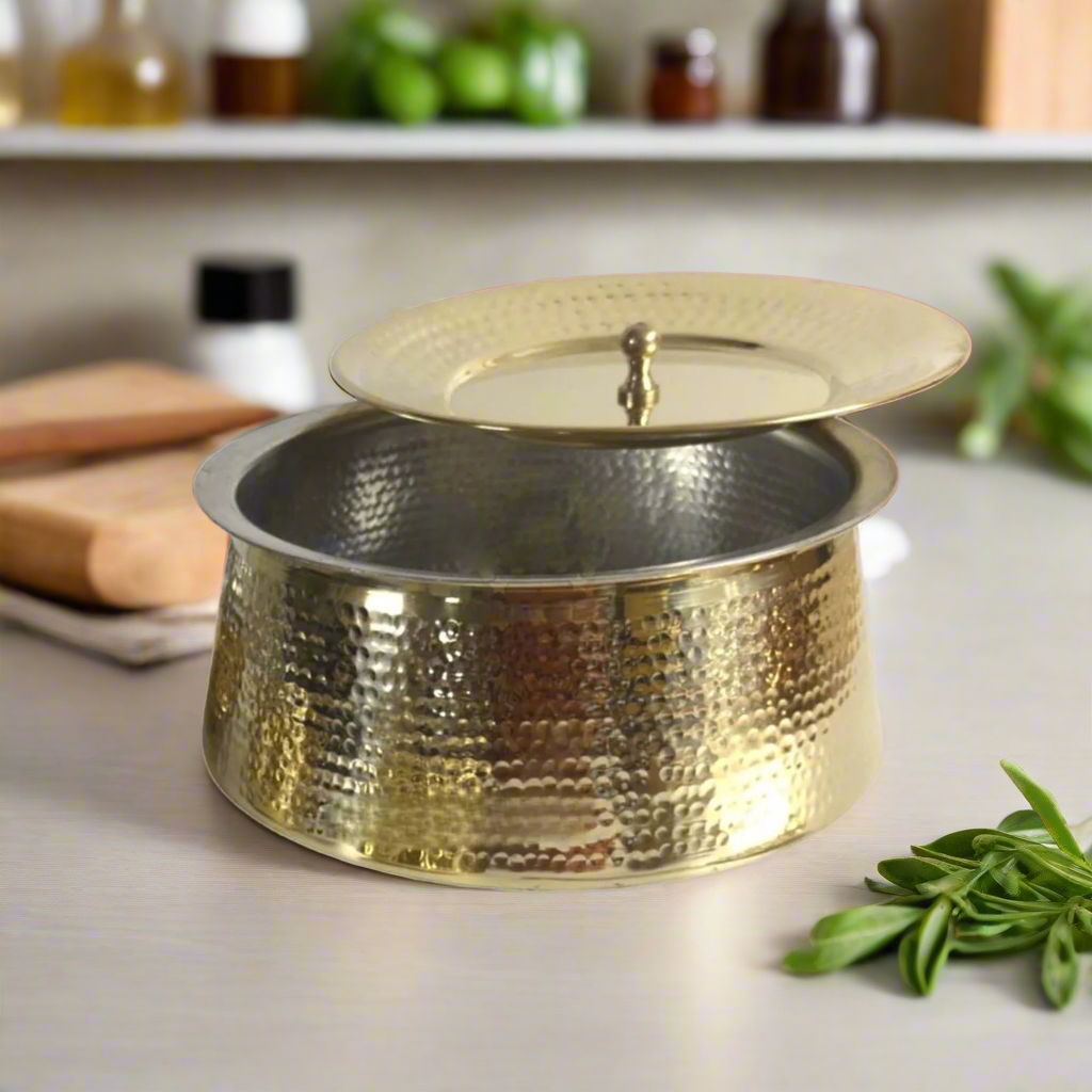 Pure Brass Biryani Handi With Lid / Serving and Cooking Pot - Medium – Sama Homes