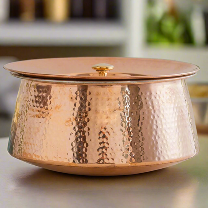 100% Pure Copper Biryani Handi with Lid – Small (2L) | Traditional Indian Cookware | Non-Toxic & Nutrient-Rich Cooking Pot by SAMA Homes - Copper Handi Set (View 5)
