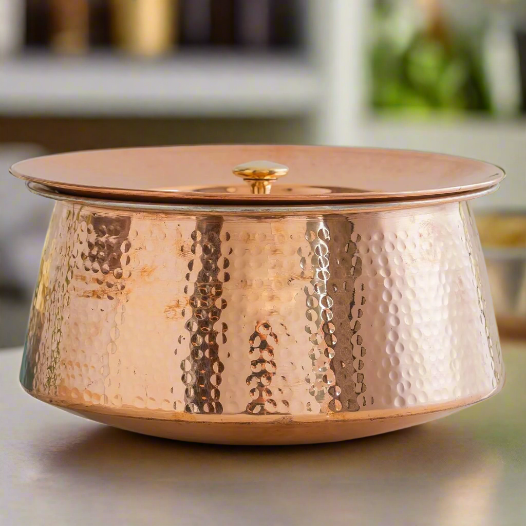 Pure Heavy Copper Biryani Handi With Lid - Large - Eco-friendly - Sama Homes