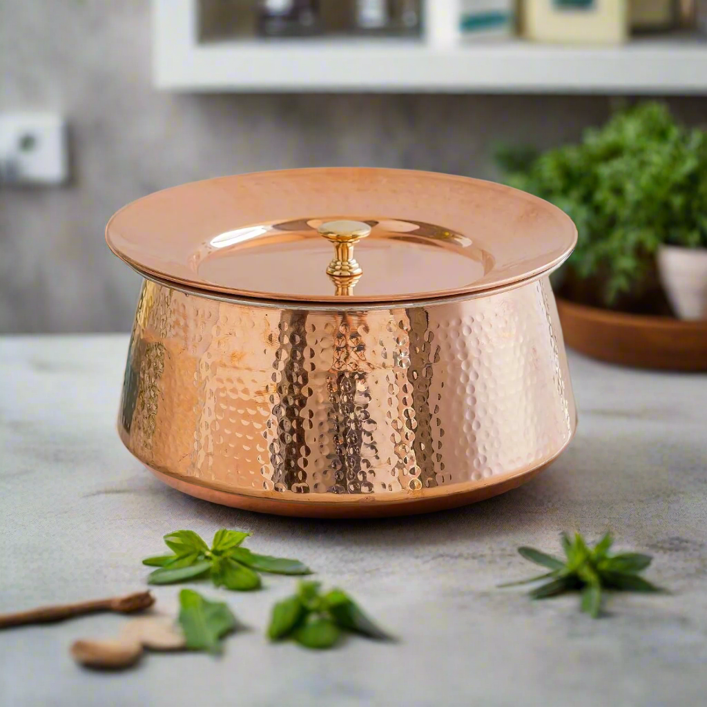 Pure Heavy Copper Biryani Handi With Lid - Large - Image 3