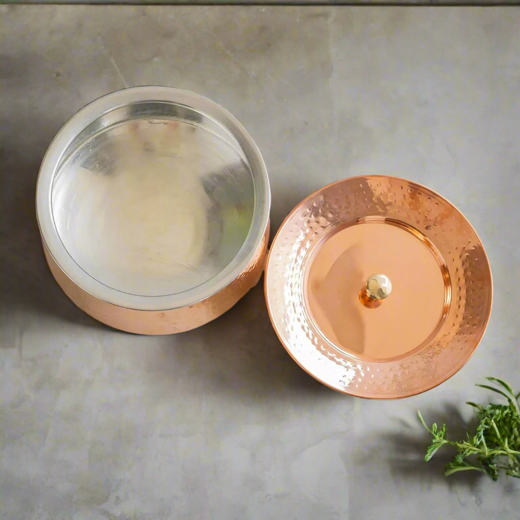 Pure Heavy Copper Biryani Handi With Lid - Large - Image 4