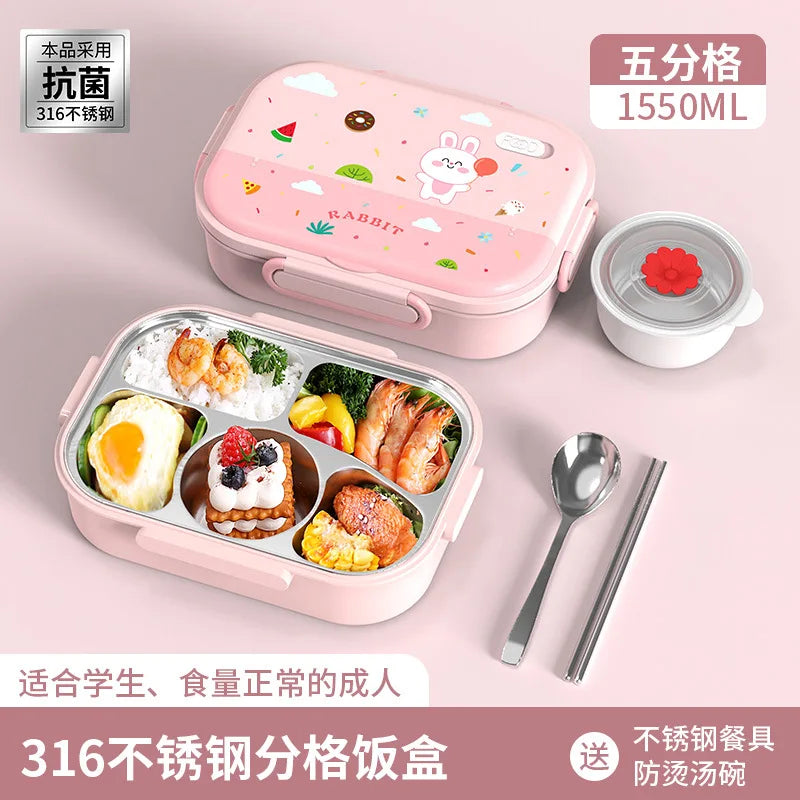 316 Stainless Steel Insulated Bento Lunch Box for Kids Cartoon Food Grade Portable Thermal Compartments Cute Children's Lunch – Image 9