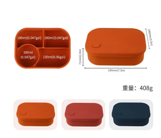BPA Free Microwave Safe Silicone Food Container Heat-resistant Bento Lunch Box Container – Image 7