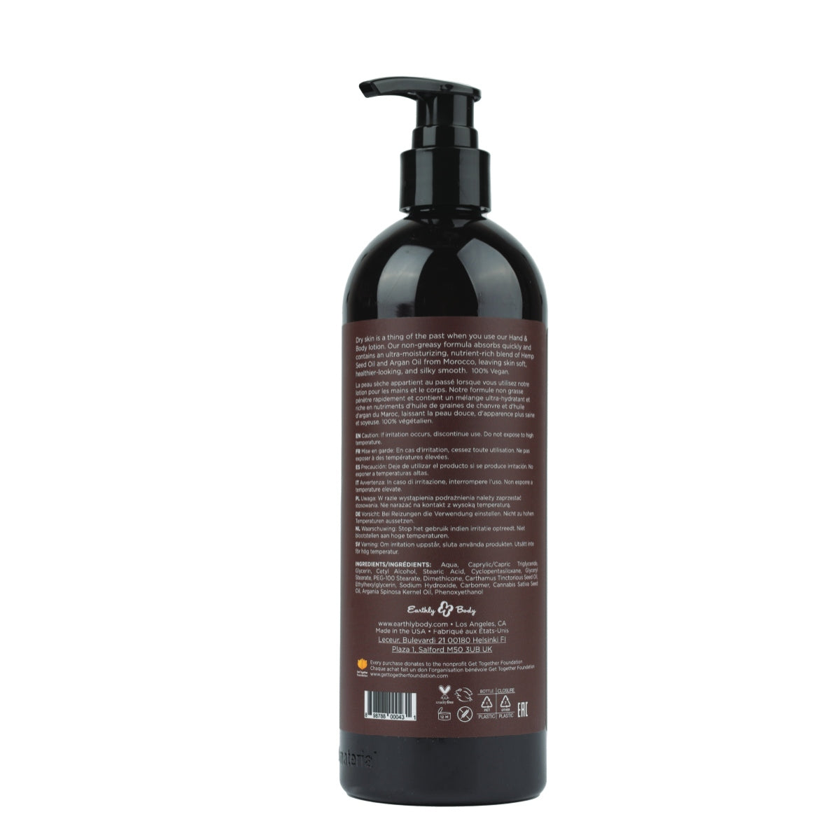 Earthly Body Hemp Seed Hand & Body Lotion Unscented 16OZ by Earthly Body - Sustainable Living (View 2)