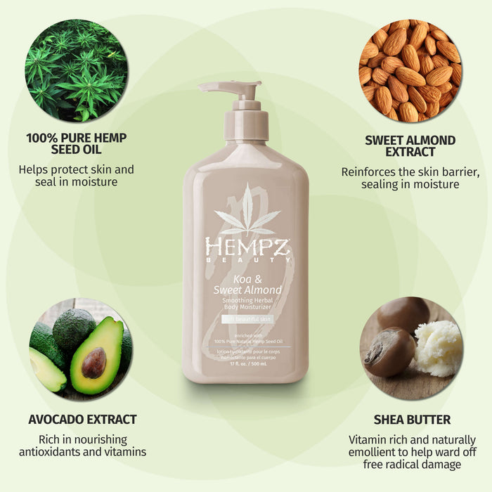 Koa & Sweet Almond Smoothing Herbal Body Moisturizer 17oz. - Image 2