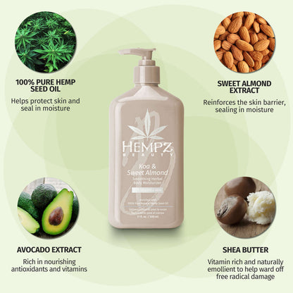 Koa & Sweet Almond Smoothing Herbal Body Moisturizer 17oz. by Hempz - Sustainable Living (View 2)