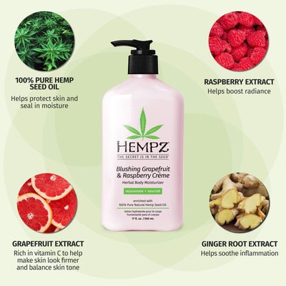 Blushing Grapefruit & Raspberry Creme Herbal Body Moisturizer 17 OZ. by Hempz - Sustainable Living (View 3)