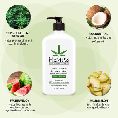 Fresh Coconut & Watermelon Herbal Body Moisturizer 17 OZ. by Hempz - Sustainable Living (View 2)