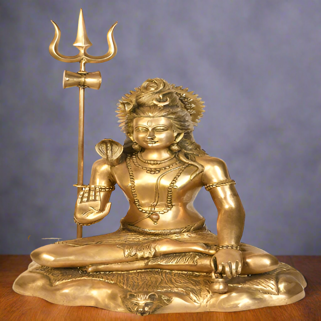 Hindu God Mahayogi Shankar Bhagwan Blessing Shiva Statue Décor Large Idol 2 Feet
