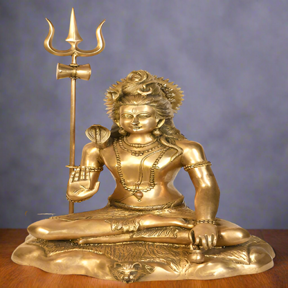 Hindu God Mahayogi Shankar Bhagwan Blessing Shiva Statue Décor Large Idol 2 Feet by vendor-unknown - Hindu Gods