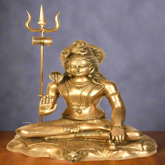 Hindu God Mahayogi Shankar Bhagwan Blessing Shiva Statue Décor Large Idol 2 Feet