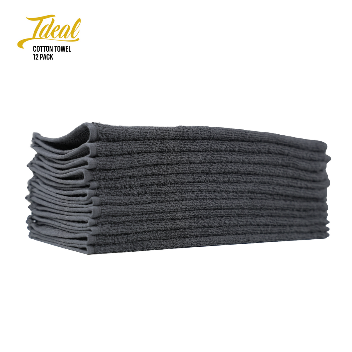 Ideal Cotton Barber Towels Black 12"x12" (12 Pack) by Ideal Accessories - Sustainable Living