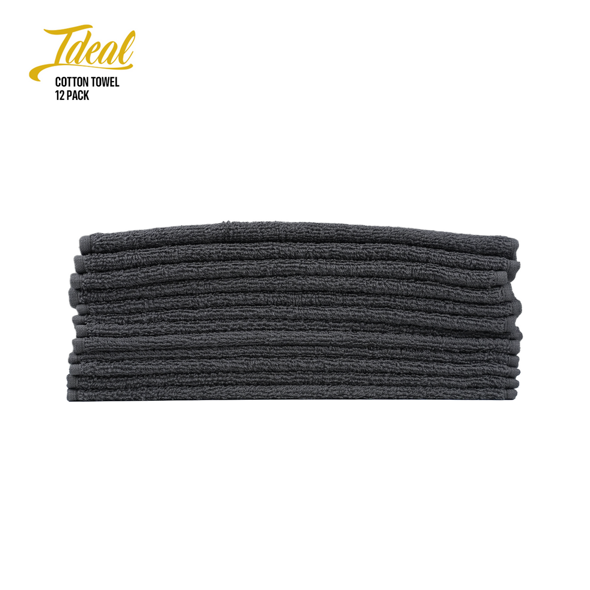 Ideal Cotton Barber Towels Black 12"x12" (12 Pack) by Ideal Accessories - Sustainable Living (View 2)
