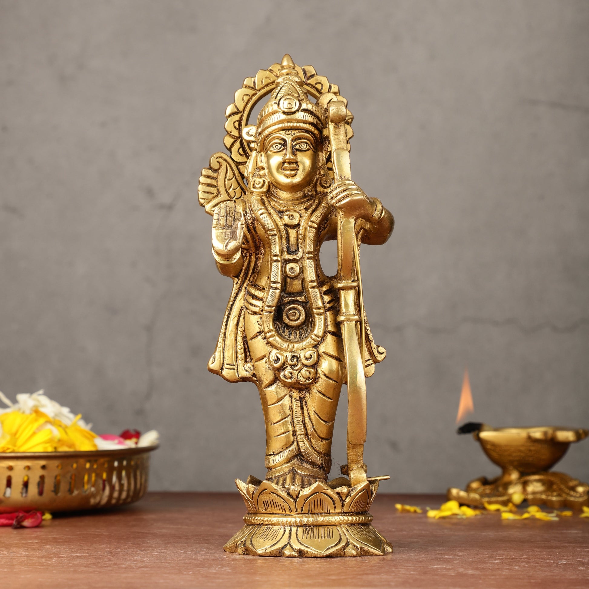 Brass superfine Lord Shri Ram Idol 8 inch - Sama Homes Idol - Brass Sculpture - Eco-friendly - Sama Homes