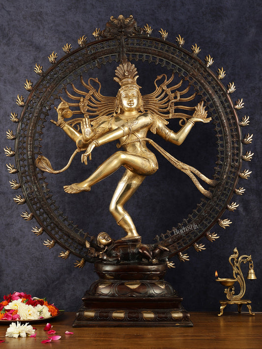 Large Handcrafted Superfine Brass Nataraja Statue - Height 36" - Sama Homes Idol - Brass Sculpture