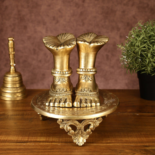 Sama Homes-brass goddess lakshmi feet for pooja worship 8 5 inch