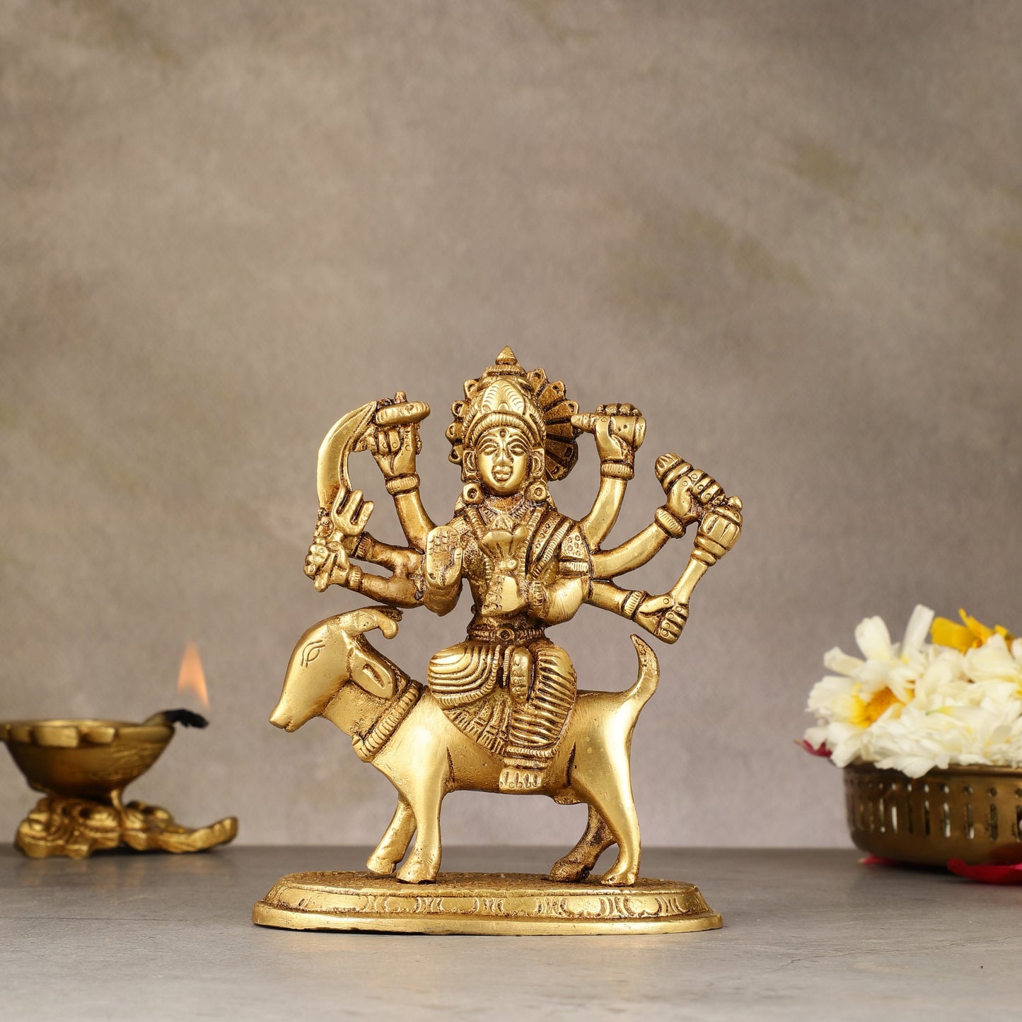 Pure Brass Meldi Mata Idol 5.5 inch - Sama Homes Idol - Brass Sculpture