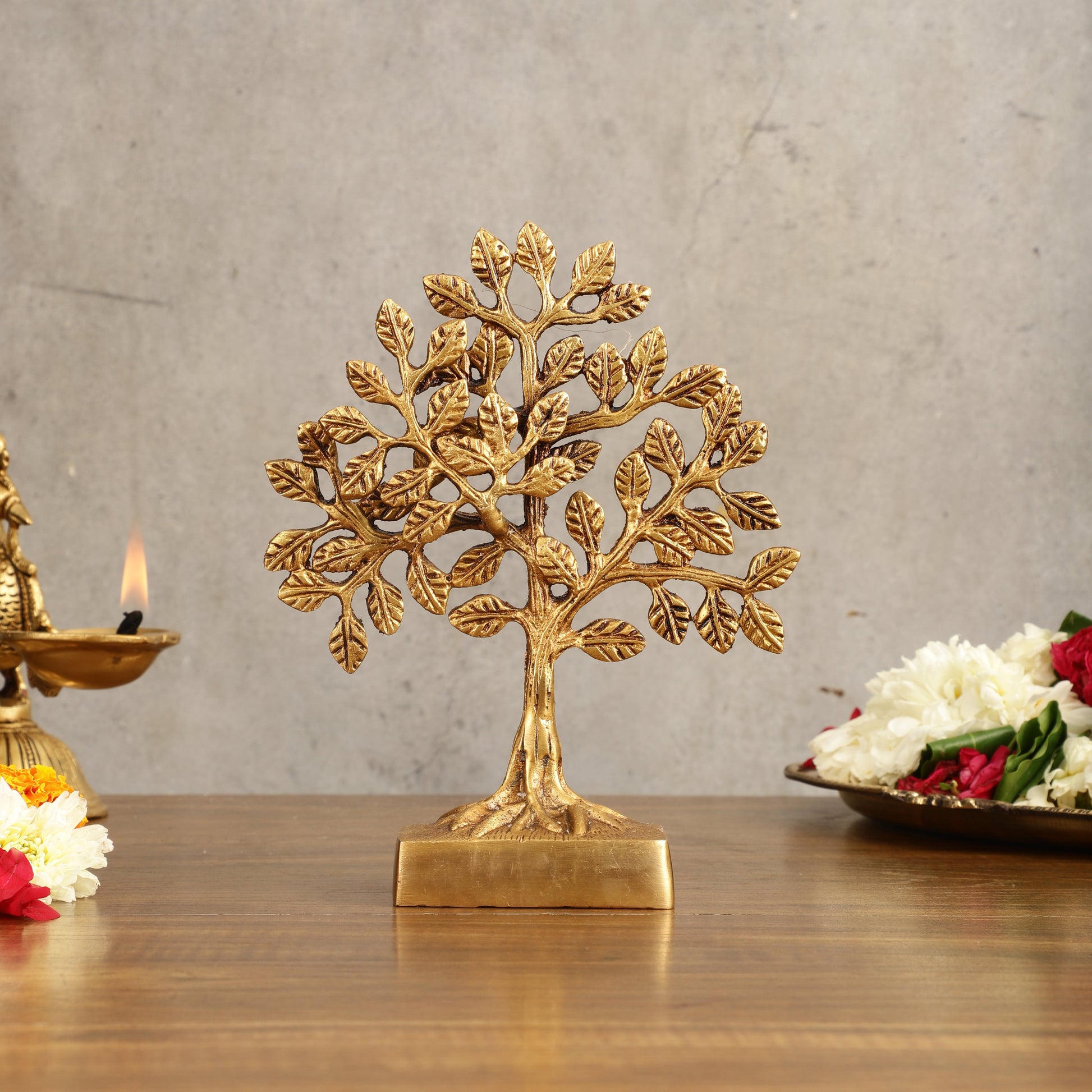 Pure Brass Kalpavriksha Tree - 8.5" Height - Eco-friendly - Sama Homes