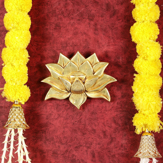Handcrafted Brass Lotus Wall Hanging – Elegant Home Decor - Sama Homes Idol - Brass Sculpture