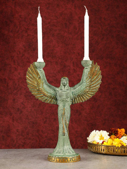 Sama Homes-antique brass goddess iris candle holder 12 inch 1