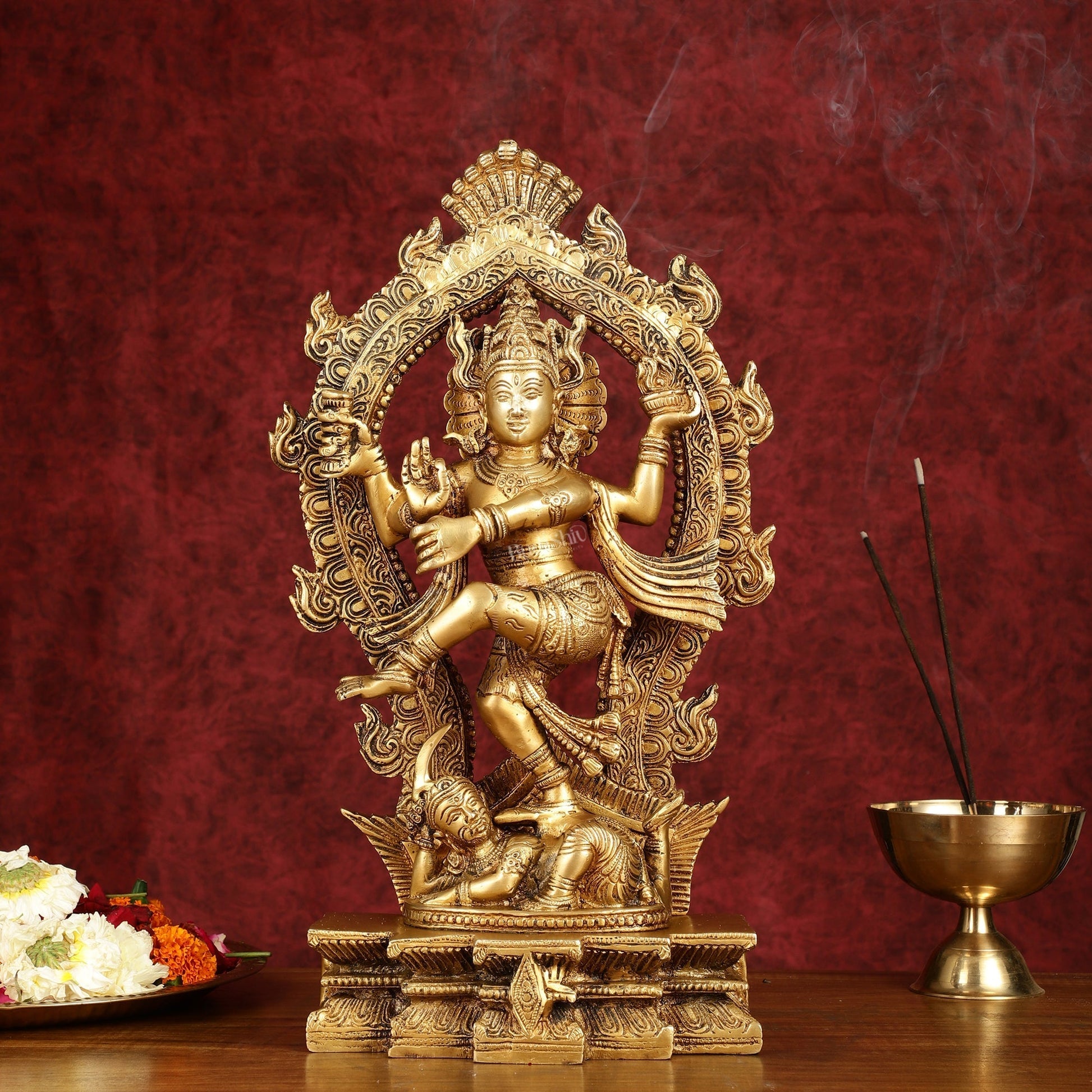 Exquisite 16-Inch Pure Brass Nataraja Statue - Handcrafted Sculpture - Sama Homes Idol - Brass Sculpture - Eco-friendly - Sama Homes