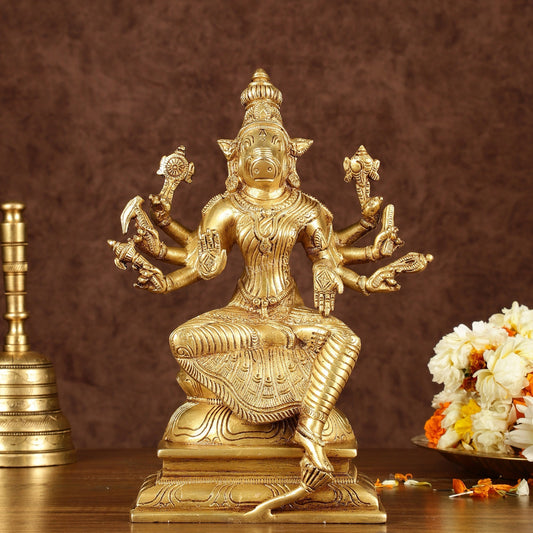 Brass Varahi Amman Idol | Height: 9.5 inch - Sama Homes Idol - Brass Sculpture