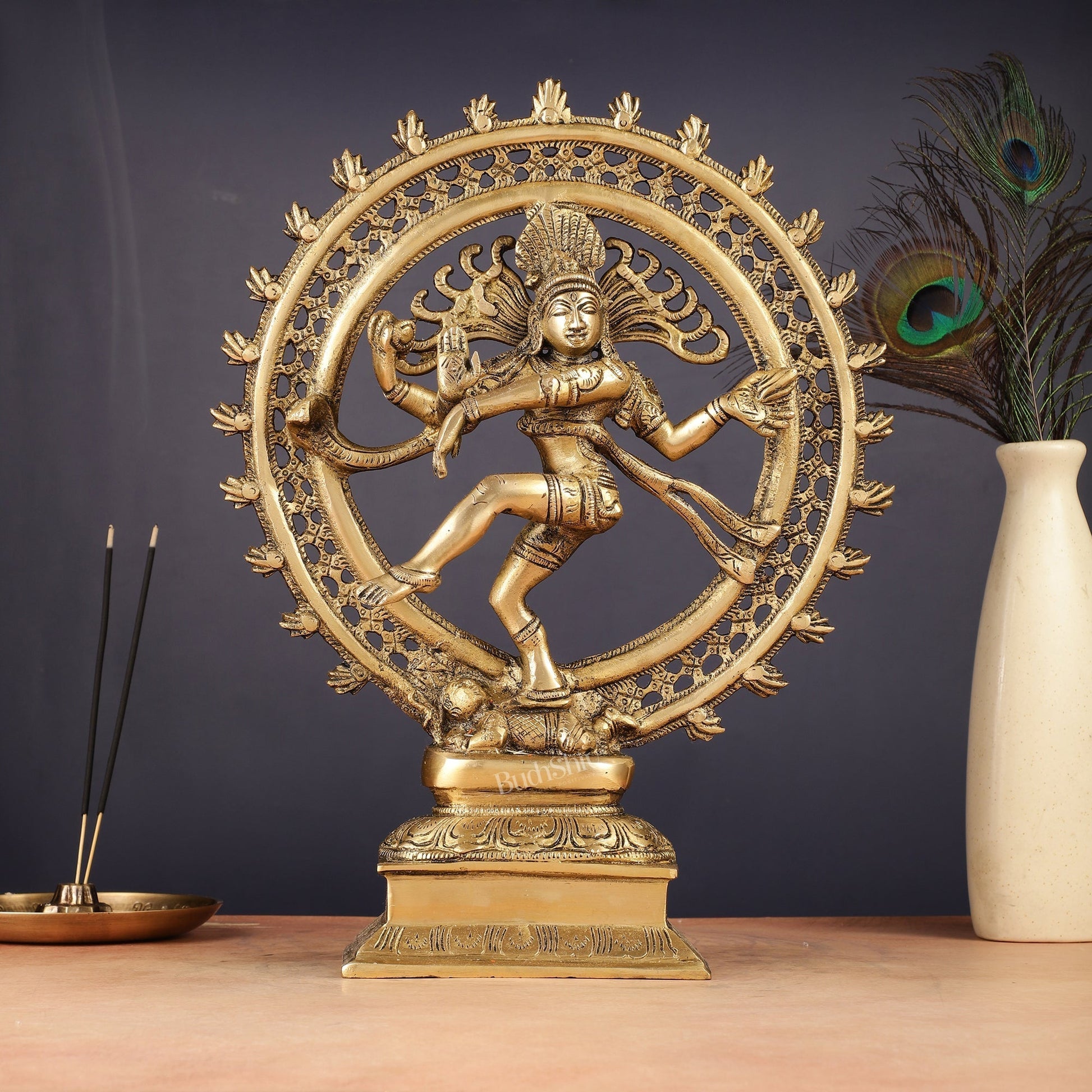 Brass Nataraja Statue 13" | 100% Certified Copper & Brass - Sama Homes Idol - Brass Sculpture - Eco-friendly - Sama Homes