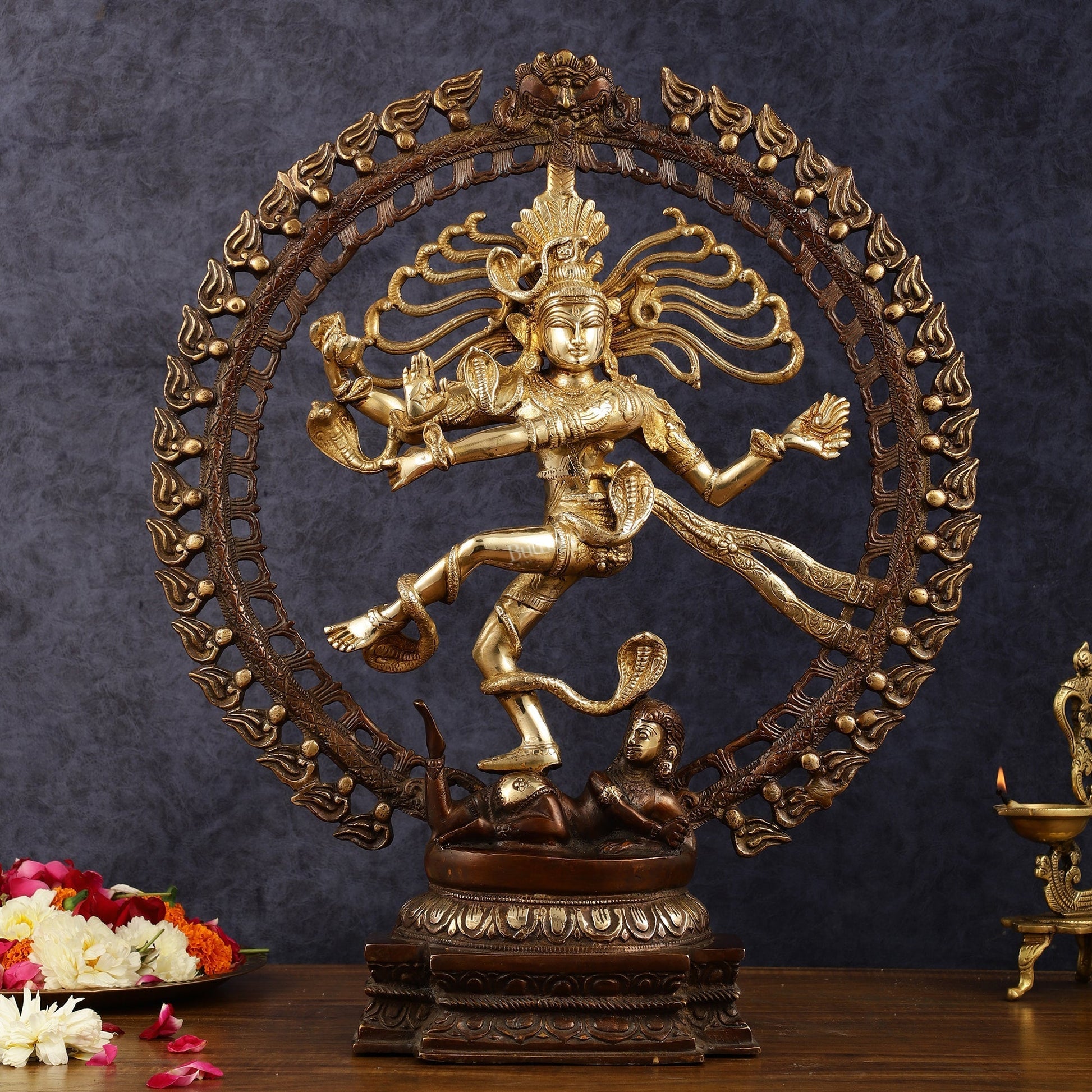 Brass Nataraja Statue - 20.5" Height | 100% Certified Copper & Brass - Sama Homes Idol - Brass Sculpture - Eco-friendly - Sama Homes