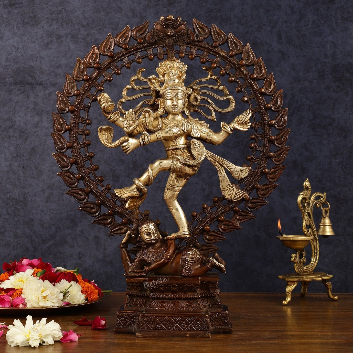 Pure Brass Dancing Shiva as Nataraja Statue - Height 17" - Sama Homes Idol - Brass Sculpture