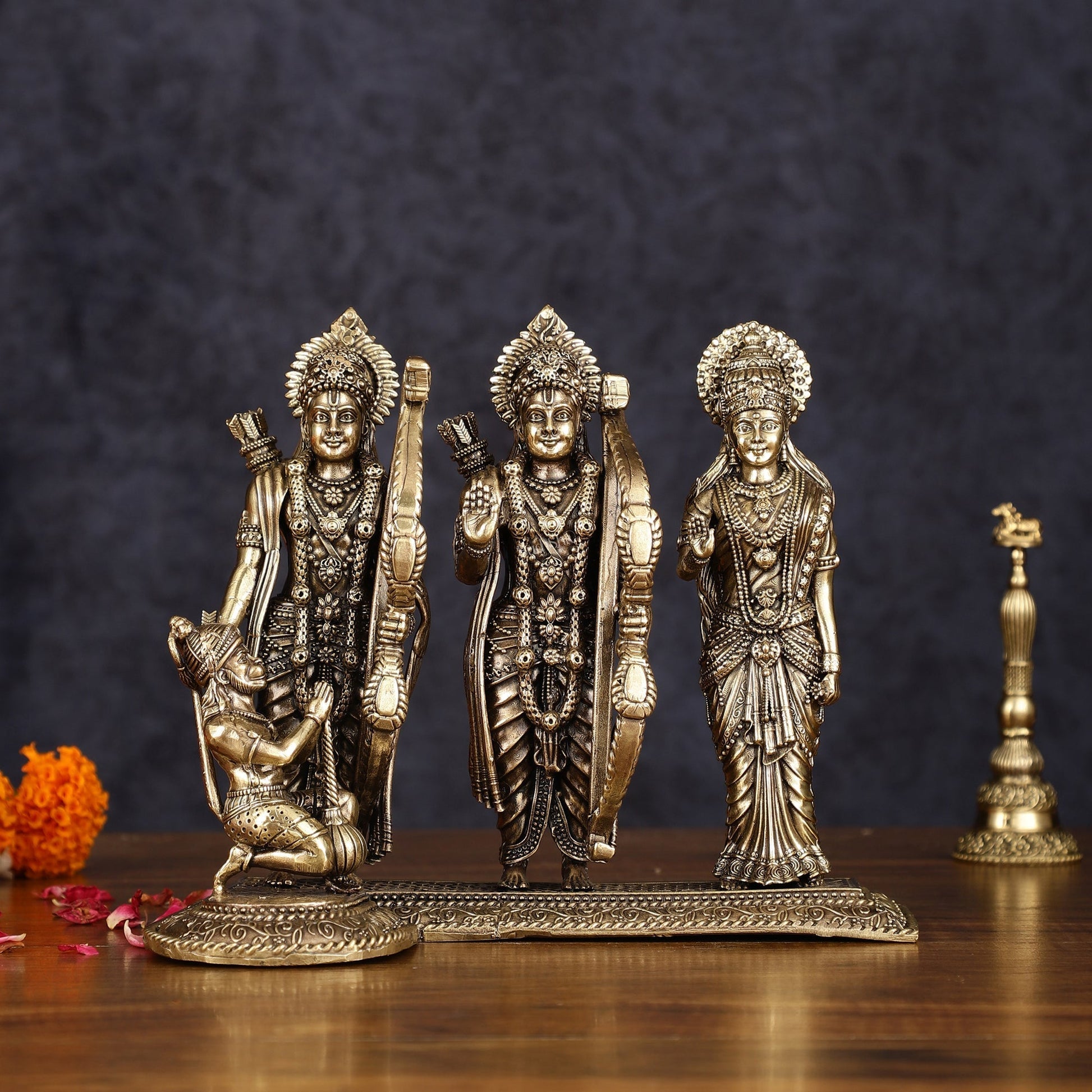 Intricate Brass Lightweight Ram Darbar Idol - 6.5" Tall - Sama Homes Idol - Brass Sculpture - Eco-friendly - Sama Homes