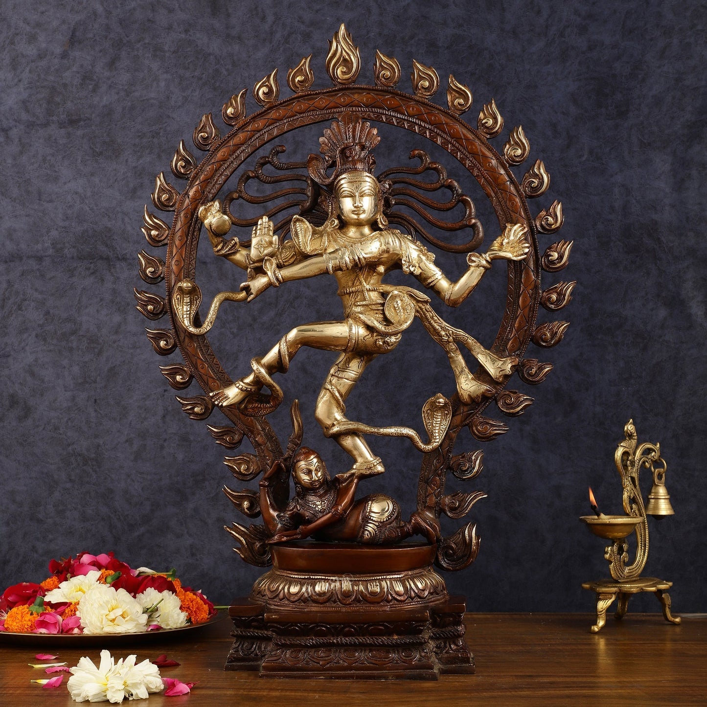 Pure Brass Nataraja Statue - Height 21.5" - Sama Homes Idol - Brass Sculpture