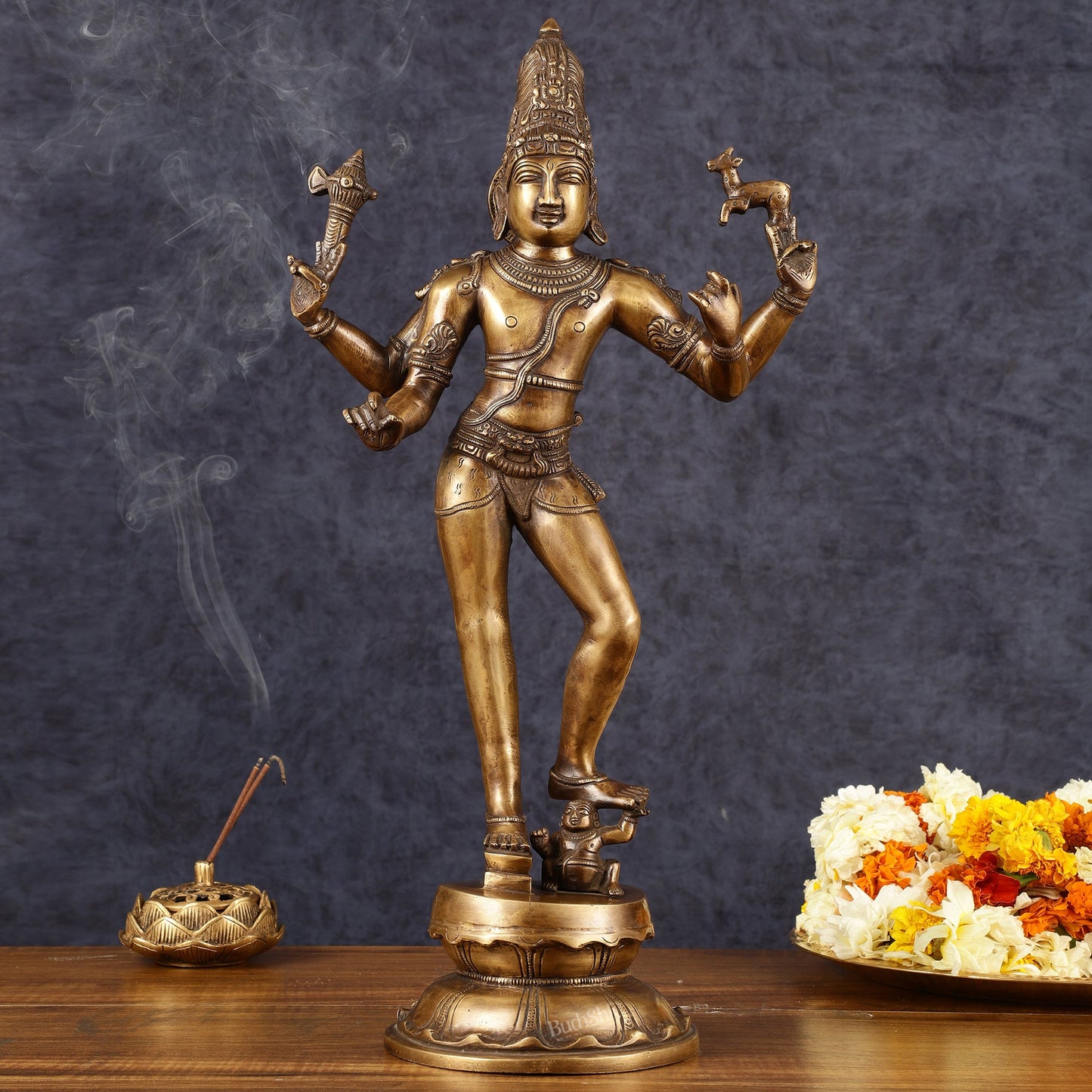 Majestic Brass Pashupatinath  Shiva in Tripurasamhara Form Statue 19" - Sama Homes Idol - Brass Sculpture
