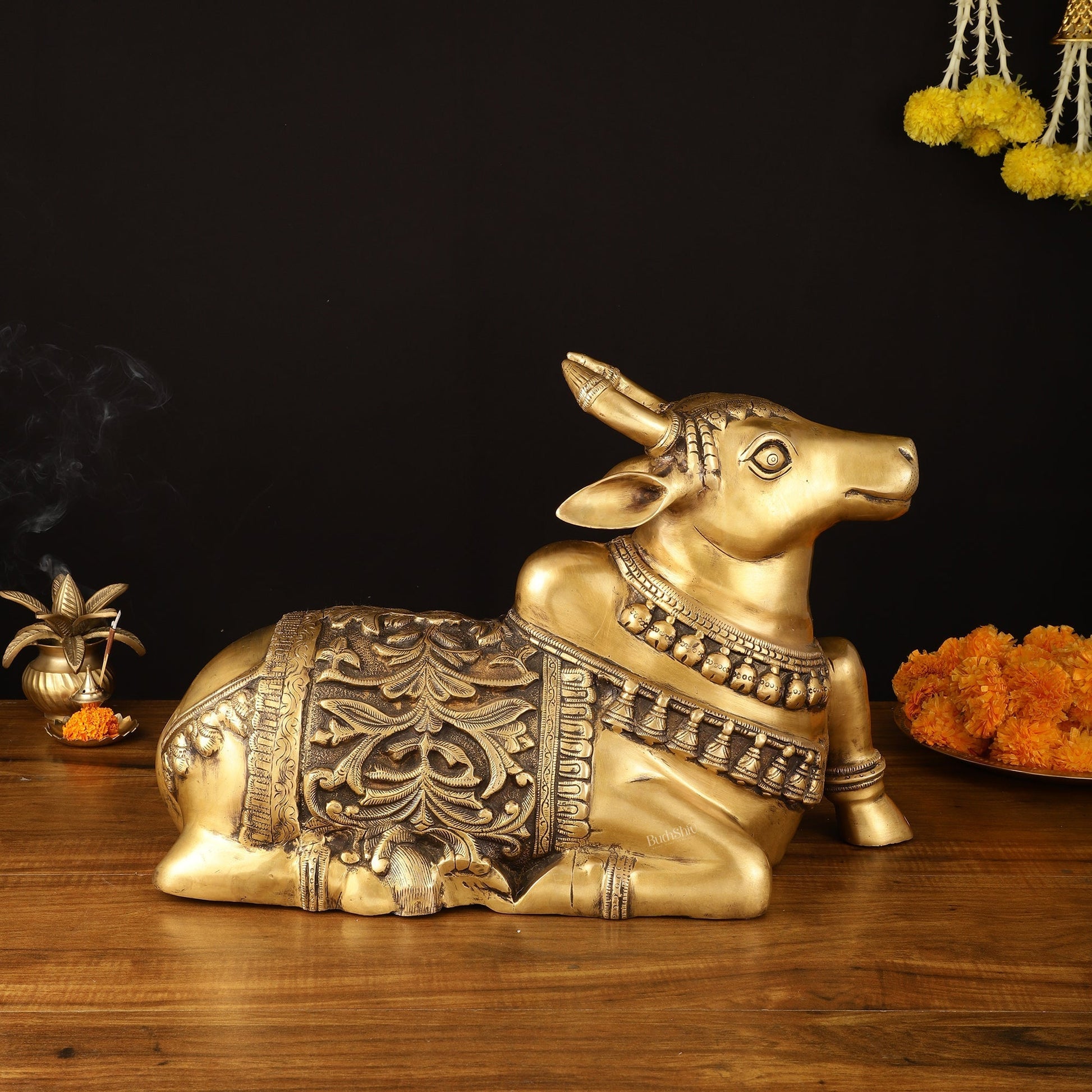 Large Brass Superfine Nandi Sculpture - 21" Divine Statue - Sama Homes Idol - Brass Sculpture - Eco-friendly - Sama Homes