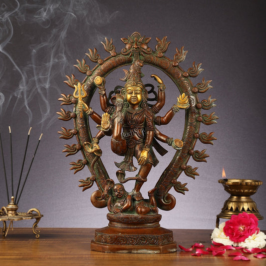 Pure Brass Urdhava Tandava Nataraja Statue - 16.5 Inch Sculpture - Sama Homes Idol - Brass Sculpture
