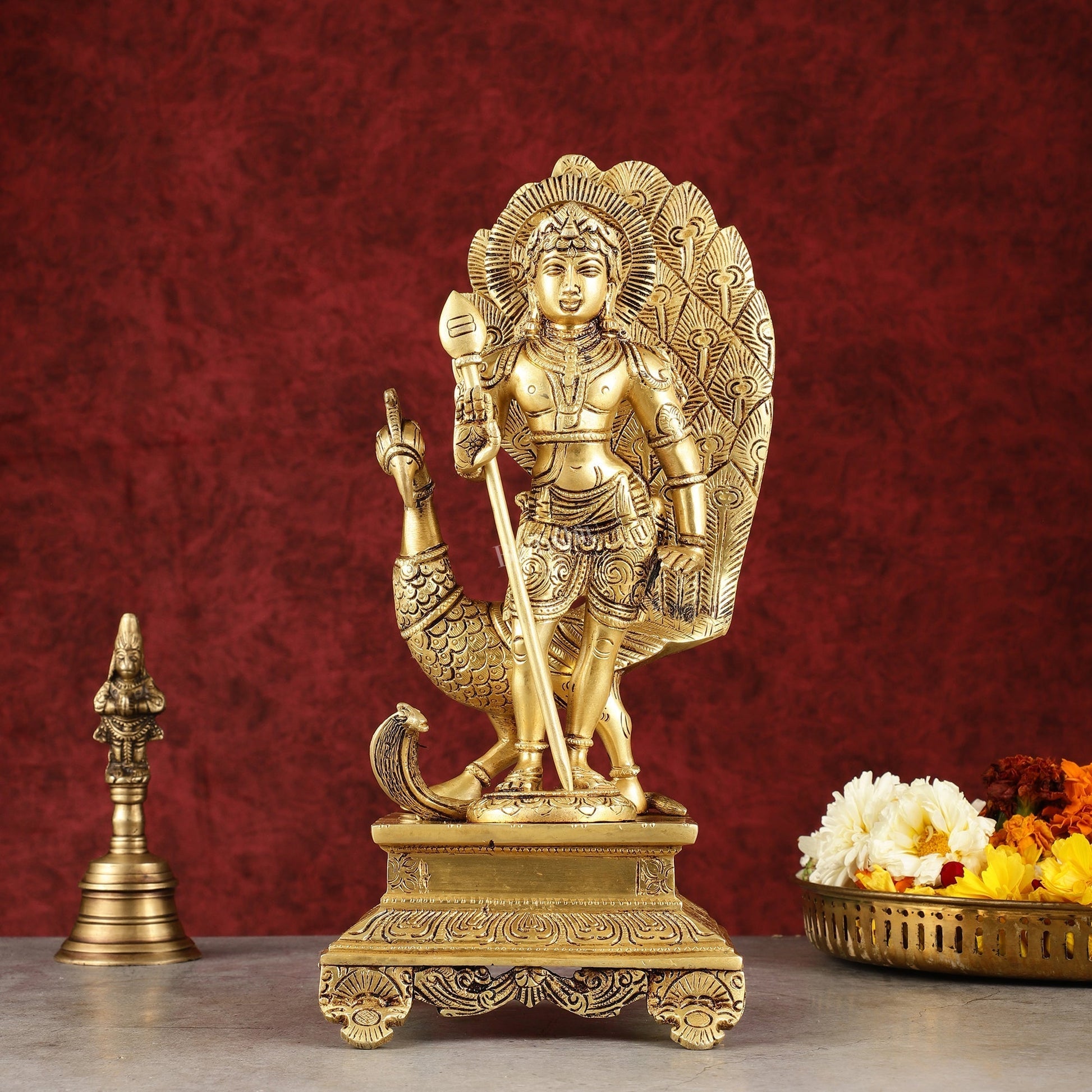 Handcrafted Lord Murgan Brass Idol - 12" - Sama Homes Idol - Brass Sculpture - Eco-friendly - Sama Homes