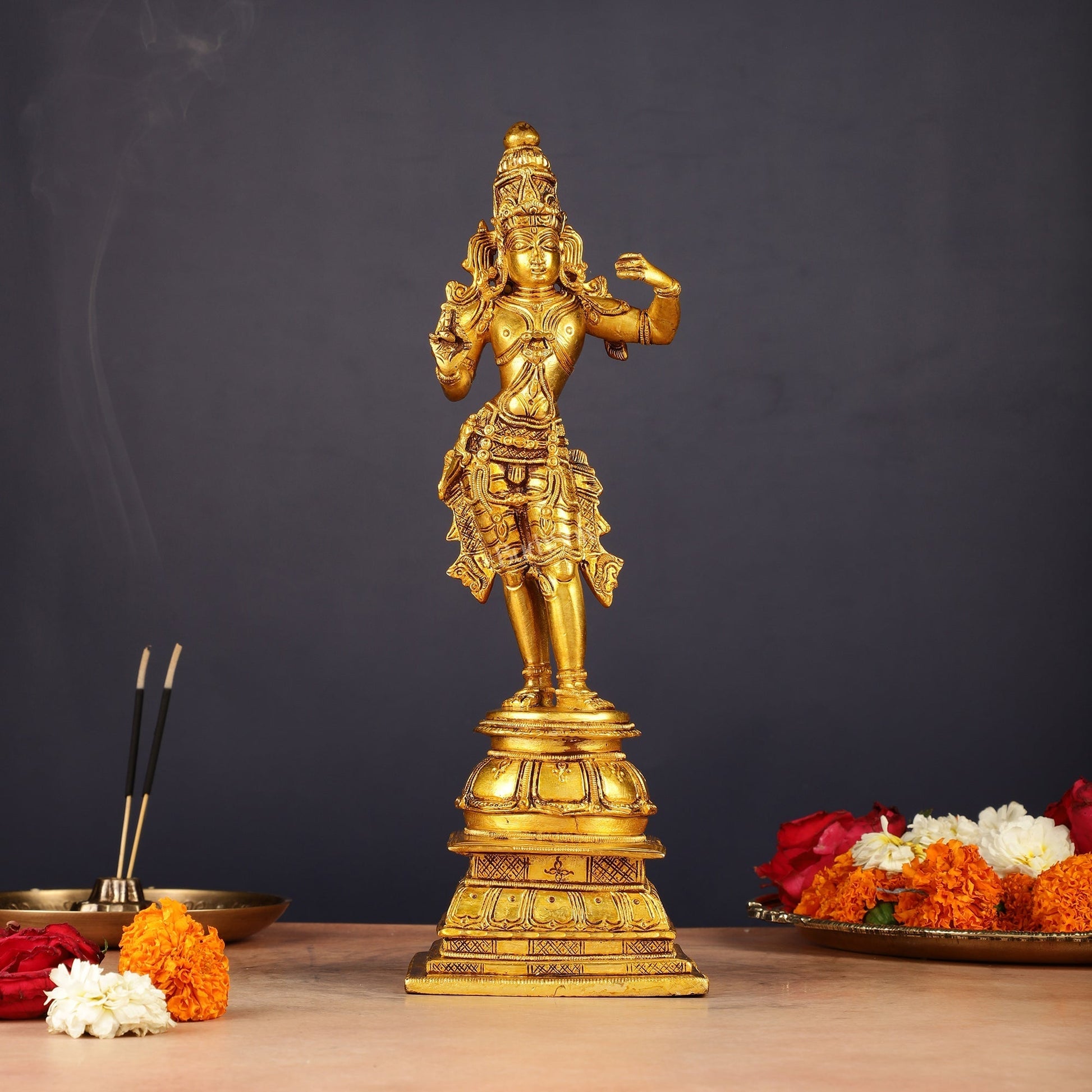 Unique Pure Brass Lord Rama Statue 11" - Sama Homes Idol - Brass Sculpture - Eco-friendly - Sama Homes