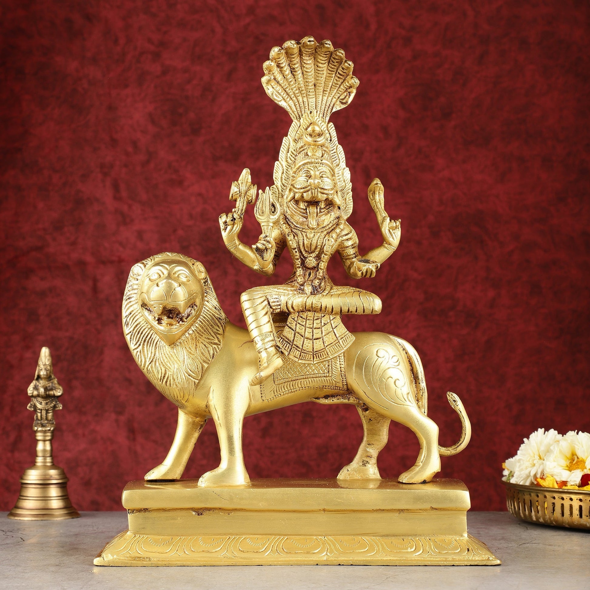 Pure Brass Superfine Goddess Pratyangira Devi Statue - 14" - Sama Homes Idol - Brass Sculpture - Eco-friendly - Sama Homes