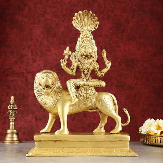 Pure Brass Superfine Goddess Pratyangira Devi Statue - 14" - Sama Homes Idol - Brass Sculpture