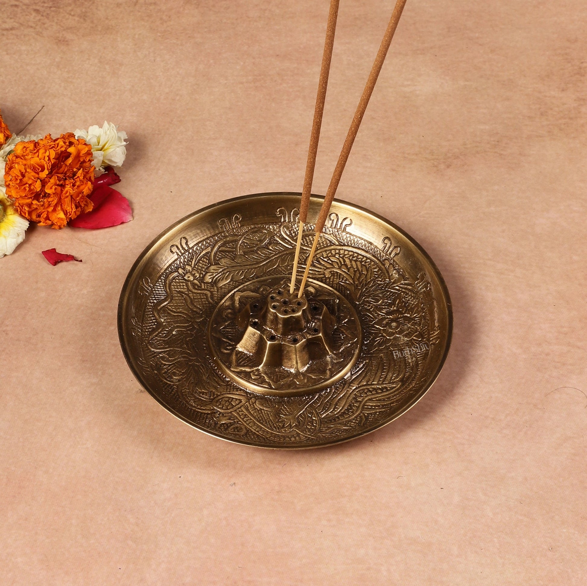 Pure Brass Incense Holder Agarbatti Stand 5" - Sama Homes Idol - Brass Sculpture - Eco-friendly - Sama Homes