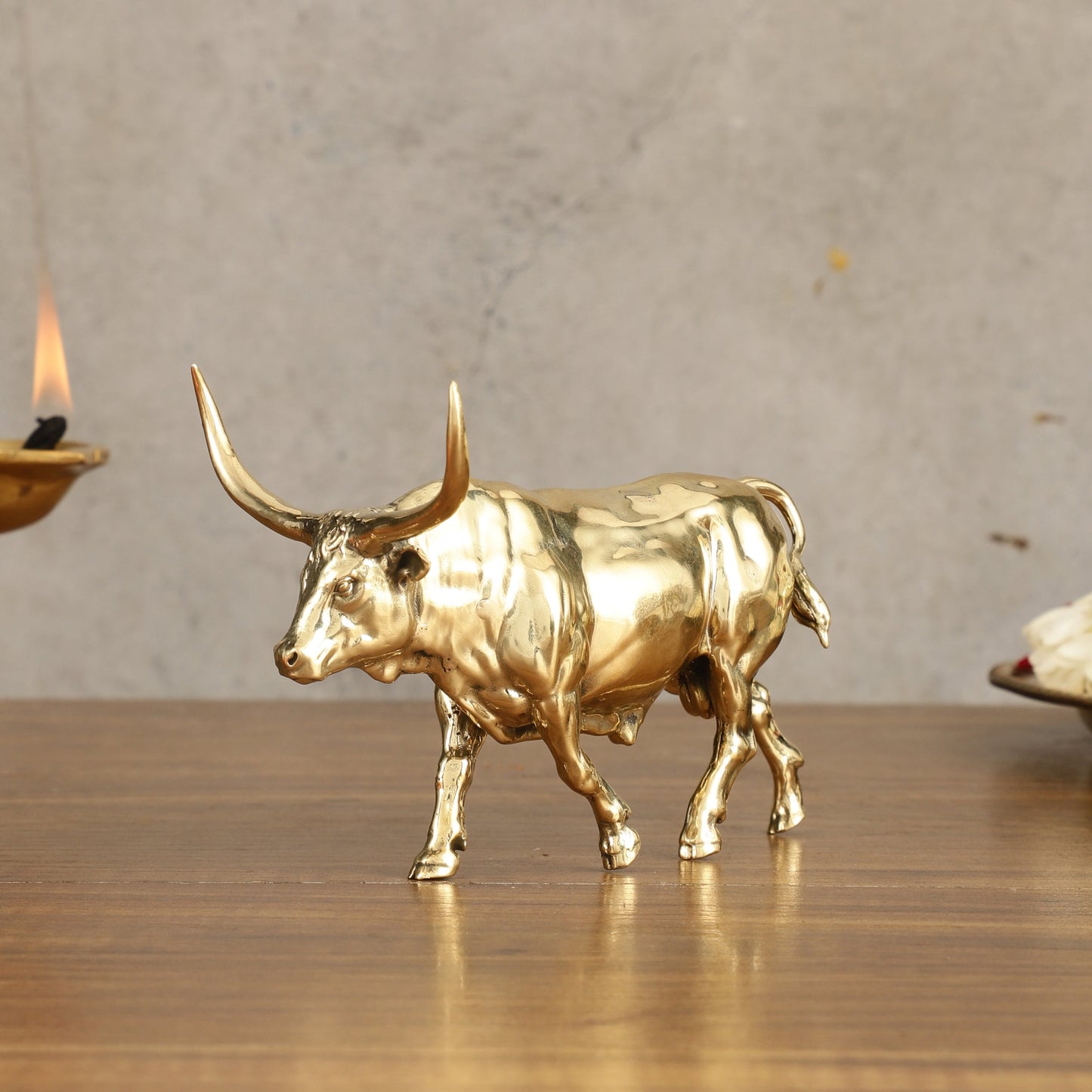 Pure Brass Bull Showpiece Vastu Special - 3.5 in Height - Sama Homes Idol - Brass Sculpture