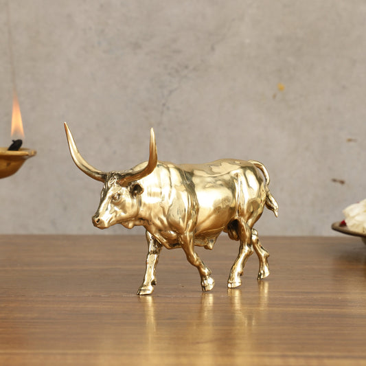 Pure Brass Bull Showpiece Vastu Special - 3.5 in Height - Sama Homes Idol - Brass Sculpture