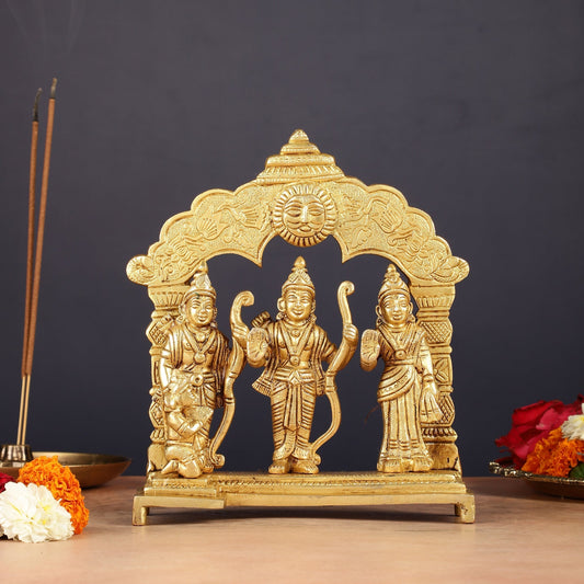 Brass Ram Darbar Idol | 7.5" | 100% Certified Copper & Brass - Sama Homes Idol - Brass Sculpture