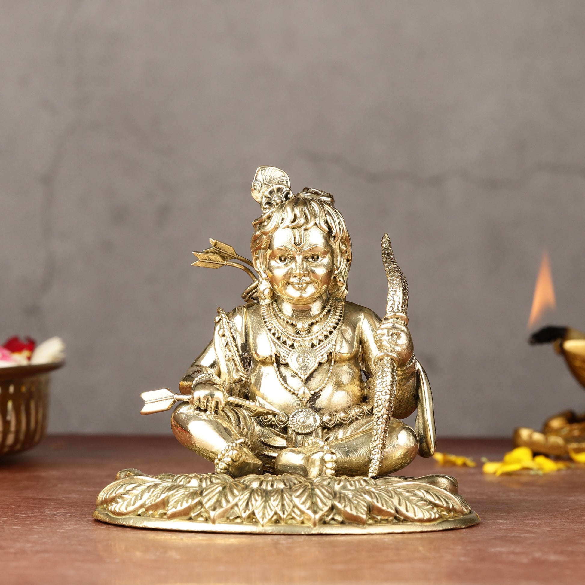 Brass Superfine Ram Lalla Idol | 4" - Sama Homes Idol - Brass Sculpture - Eco-friendly - Sama Homes