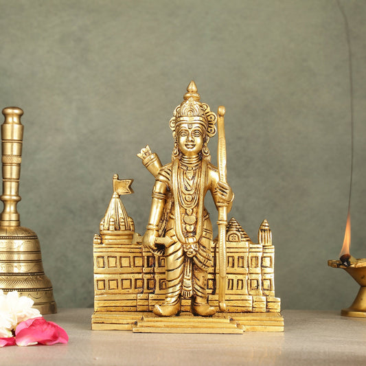 Sama Homes-brass standing rama with ayodhya temple idol 8