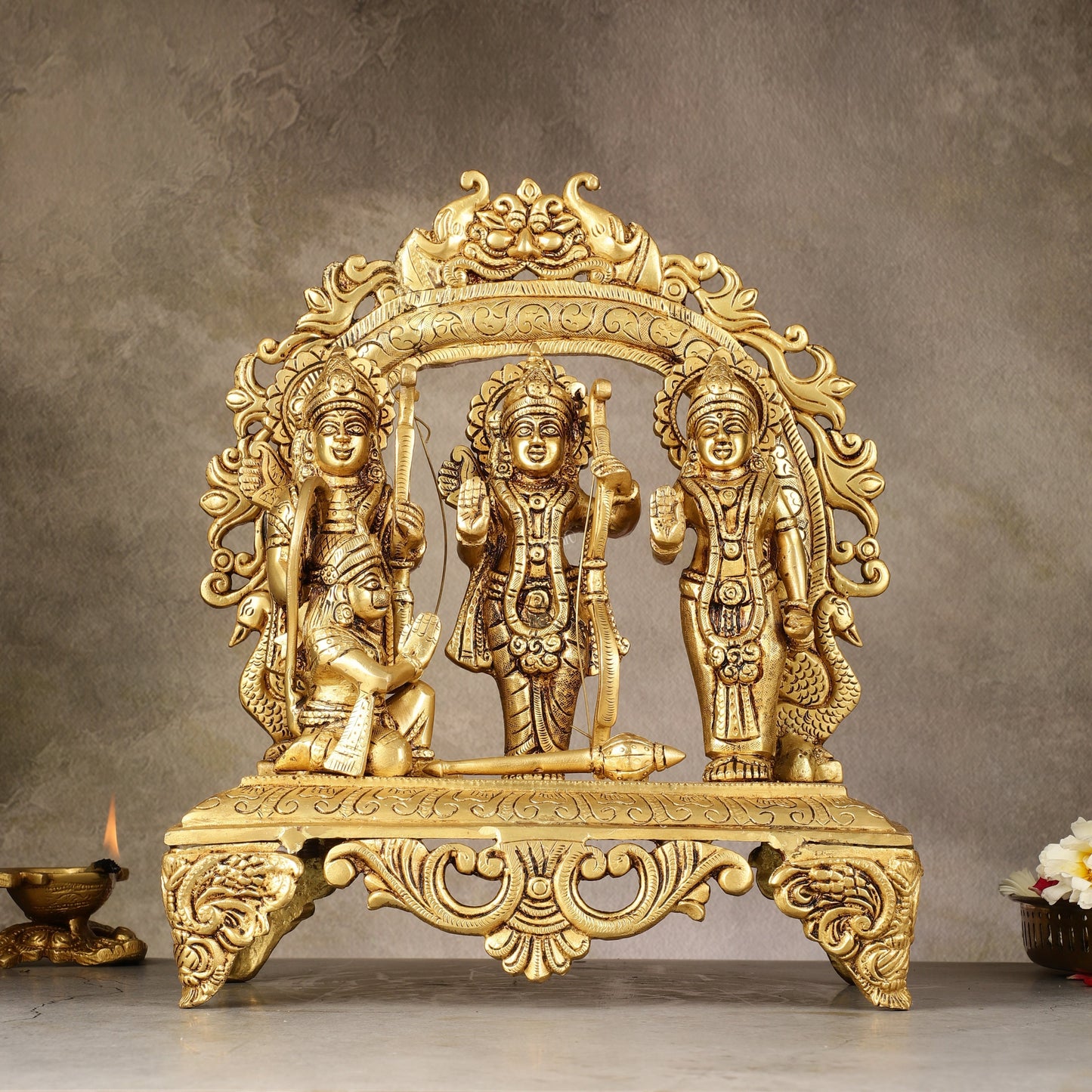 Brass Superfine Ram Darbar - Majestic 13-Inch Sculpture - Sama Homes Idol - Brass Sculpture