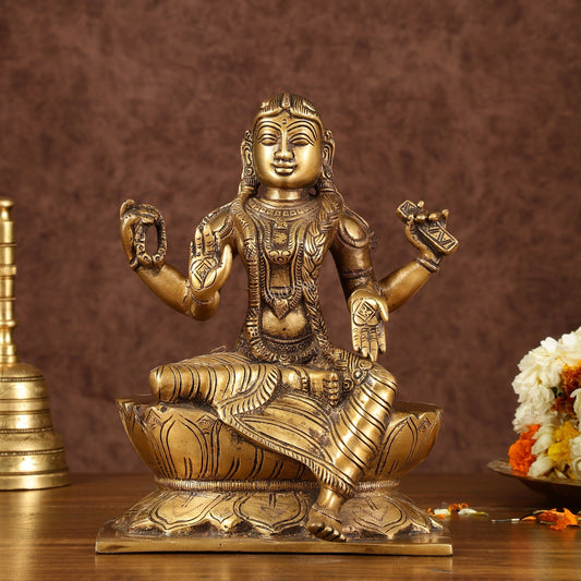 Exquisite Brass Bala Sundari Statue | Tripura Sundari | Height: 9 inch - Sama Homes Idol - Brass Sculpture