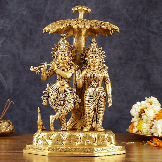 Sama Homes-pure brass radha krishna under tree idol height 13
