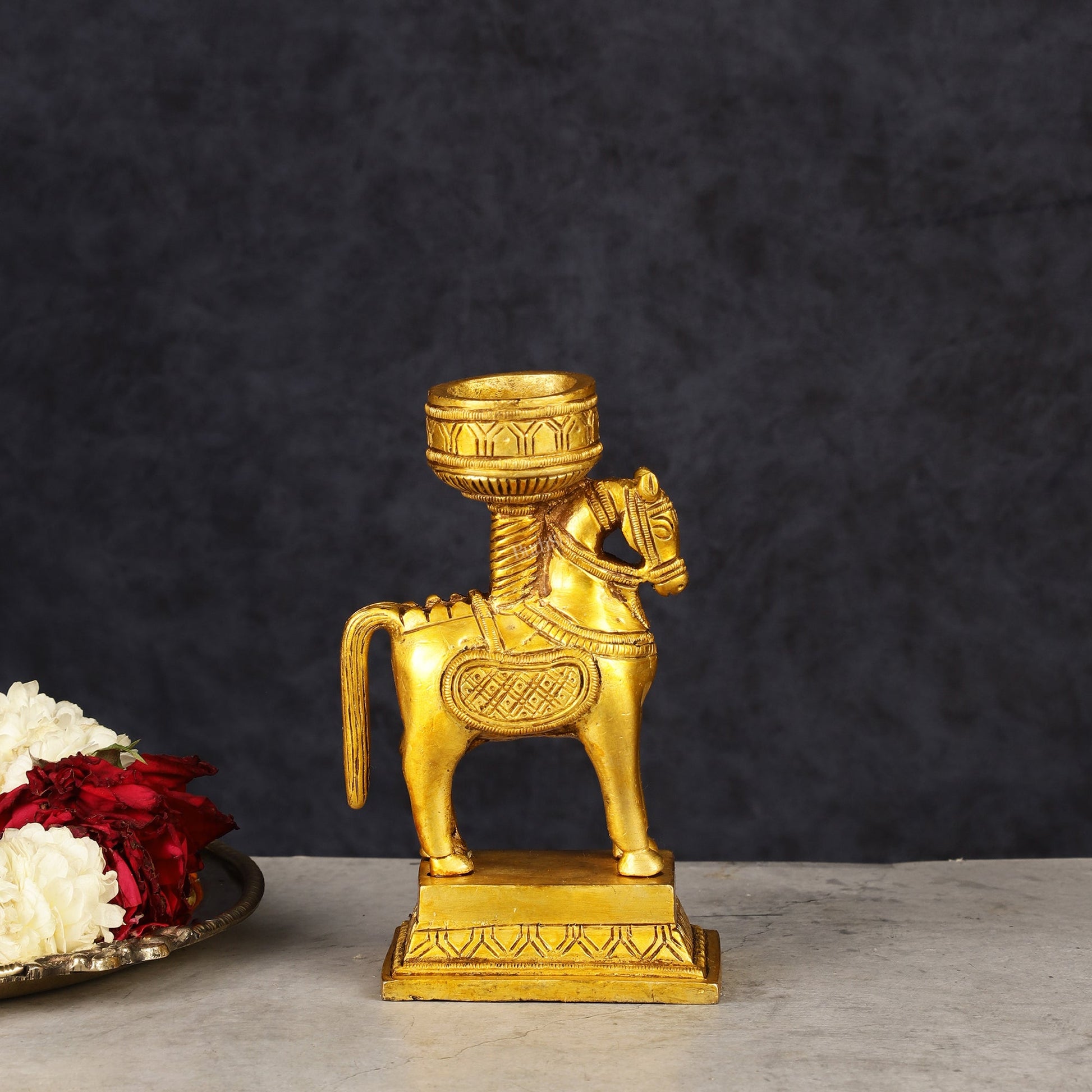 Pure Brass Horse Candle Holder 5.5" - Eco-friendly - Sama Homes
