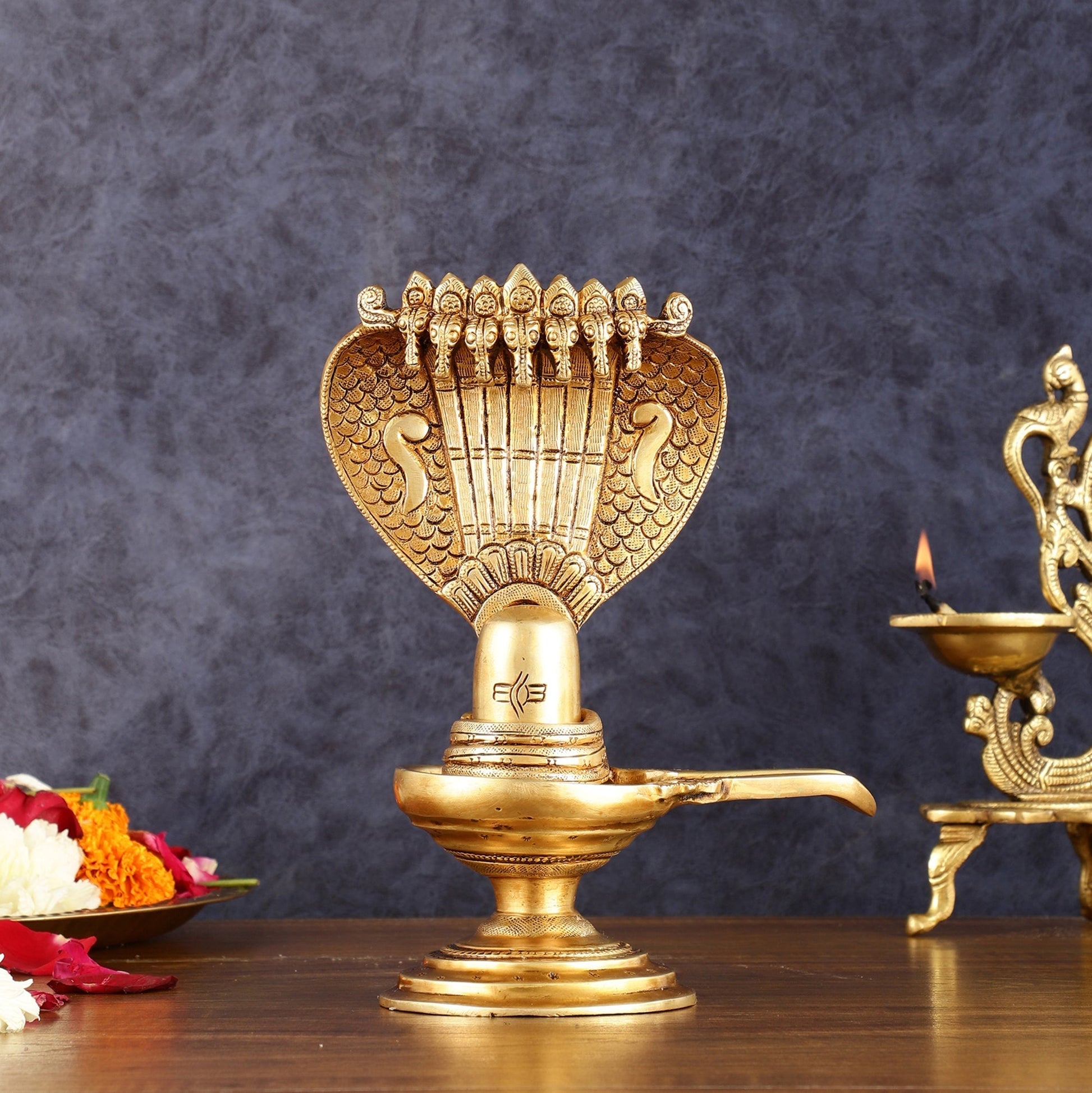 Brass Shivling 8 " | 100% Certified Copper & Brass - Sama Homes Idol - Brass Sculpture - Eco-friendly - Sama Homes